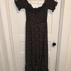 Blue Rain Black Floral Maxi Dress